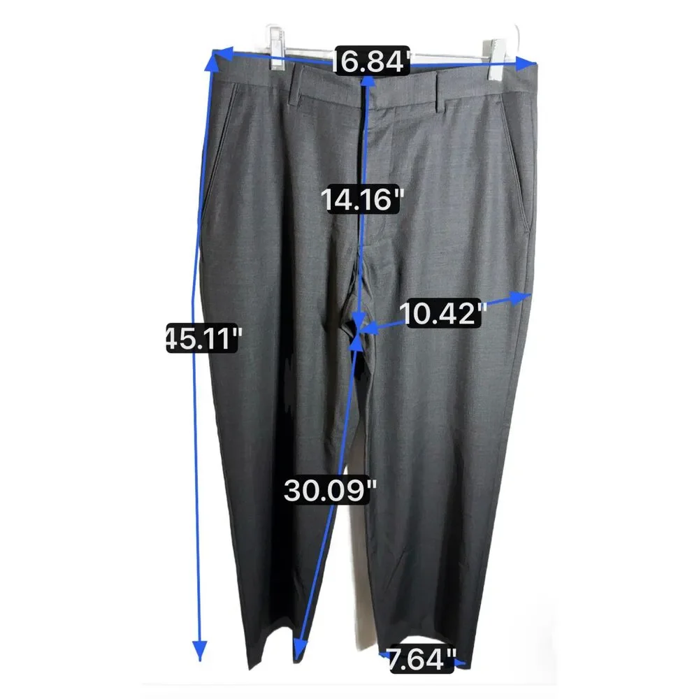 Banana Republic Men’s 33/32 Charcoal Gray 100% Wool Dress Pants Flat Front
